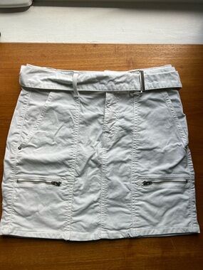 Grlfrnd White Belted Mini Skirt with Zip Pockets
